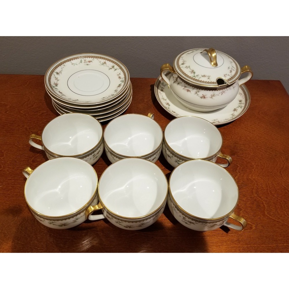 Antique Haviland & Co. Limoges 6 Cups & Saucers and Sugar Bowl